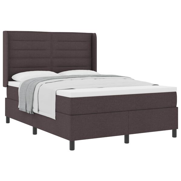 vidaXL Cama Box com colch&atilde;o Castanho escuro 160 x 200 cm tecido
