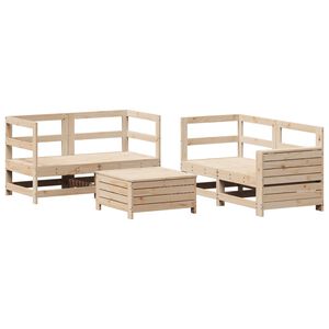 vidaXL 5 pcs conjunto de sof&aacute;s para jardim madeira de pinho maci&ccedil;a