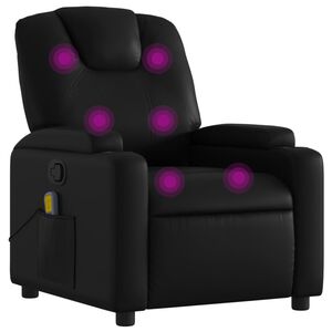 vidaXL Poltrona de massagem reclin&aacute;vel em couro sint&eacute;tico preto