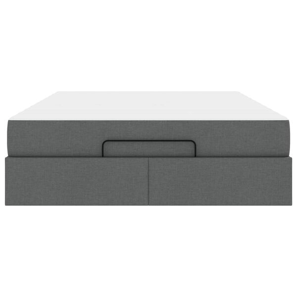 vidaXL Estrutura de cama com colch&atilde;o 2 pcs Cinza Escuro tecido