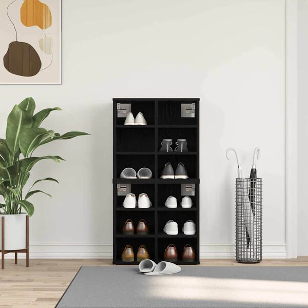 vidaXL Arm&aacute;rio de Sapatos 2 pcs Carvalho Preto 52 x 30 x 50,5 cm