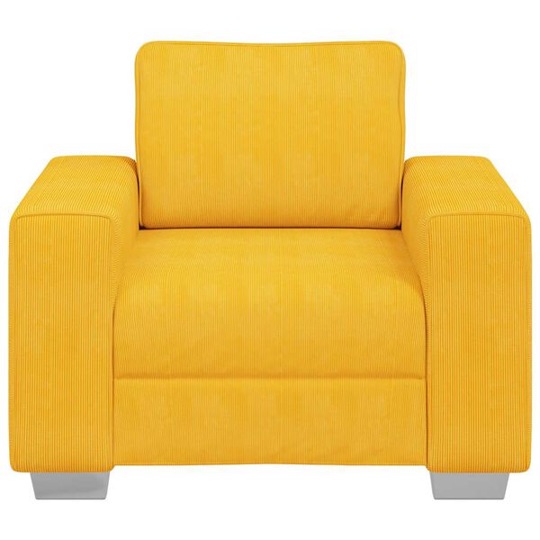 vidaXL Poltrona 100x77x82 cm tecido corduroy amarelo-claro