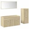 vidaXL 3 pcs conj. m&oacute;veis casa banho derivados madeira carvalho sonoma