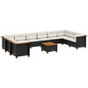 vidaXL 11 pcs conjunto sof&aacute;s de jardim c/ almofad&otilde;es vime PE preto
