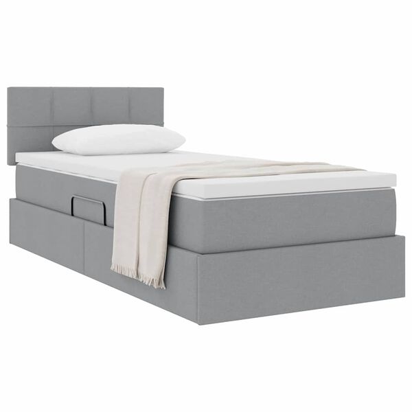 vidaXL Cama com arruma&ccedil;&atilde;o e colch&atilde;o Cinzento-claro 90 x 200 cm