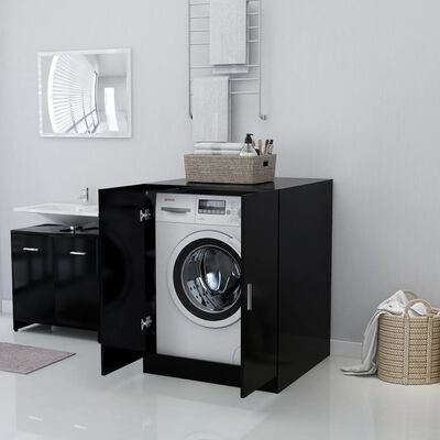 vidaXL Armário para máquina de lavar roupa preto