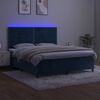 vidaXL Cama box spring c/ colch&atilde;o/LED 160x200 cm veludo azul-escuro