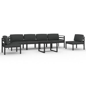 vidaXL 7 pcs conjunto lounge jardim com almofad&otilde;es alum&iacute;nio antracite