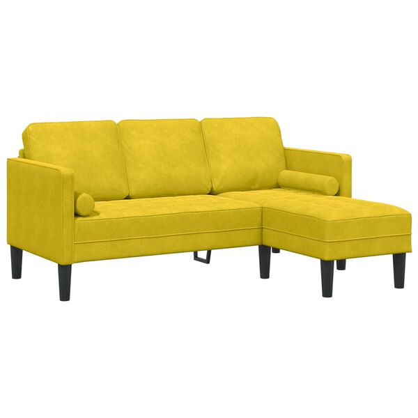 vidaXL Conjunto de Sof&aacute;s com almofada 2 pcs Amarelo Poli&eacute;ster