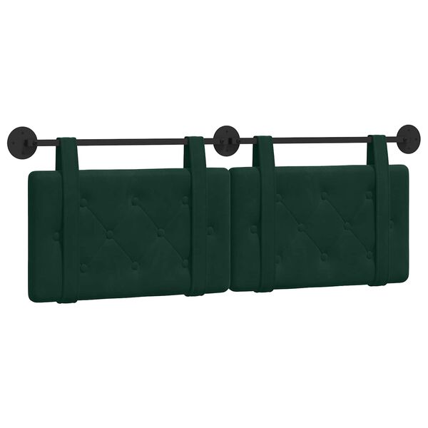 vidaXL Cabeceira Suspensa Verde Escuro 130 x 55 x 5 cm Veludo