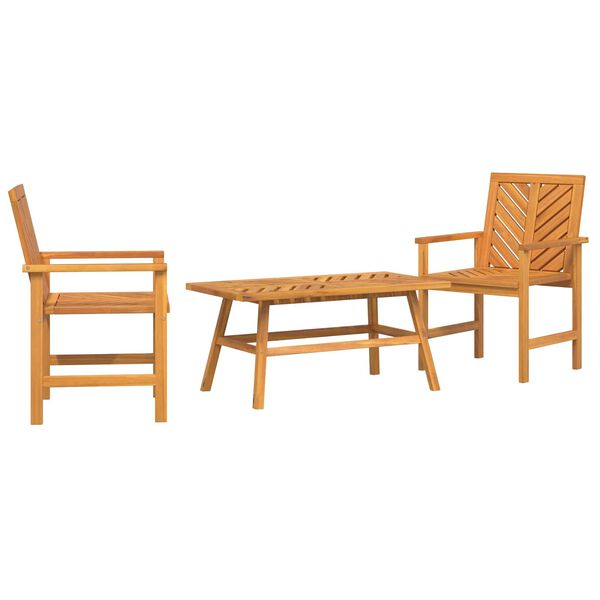 vidaXL Conjunto de Lounge de Jardim 3 pcs Castanho