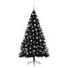 vidaXL &Aacute;rvore de Natal Artificial Pr&eacute;-iluminada Preto 180 cm PVC