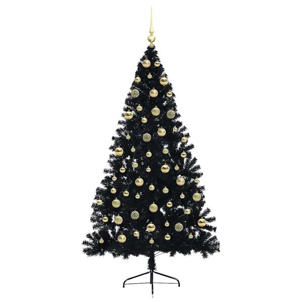 vidaXL &Aacute;rvore de Natal Artificial Pr&eacute;-iluminada Preto 180 cm PVC