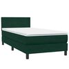 vidaXL Cama box spring c/ colch&atilde;o e LED 100x220 cm veludo verde-escuro