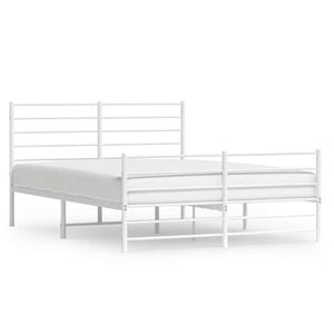 vidaXL Estrutura de cama com cabeceira e p&eacute;s 140x200 cm metal branco