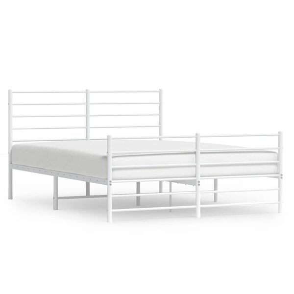 vidaXL Estrutura de cama com cabeceira e p&eacute;s 140x200 cm metal branco