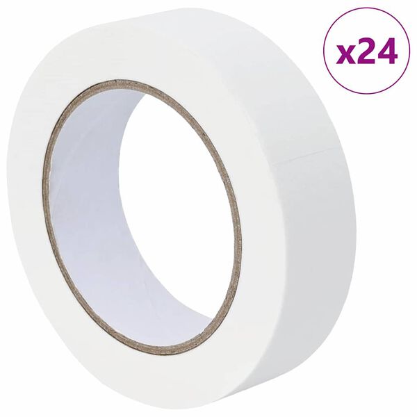 vidaXL Fitas de M&aacute;scara para Pintores 24 pcs Branco 30mm x 50m Papel
