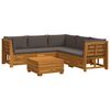 vidaXL Conjunto de Sof&aacute;s para Exterior com almofada 6 Pe&ccedil;a Castanho