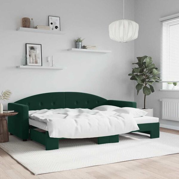 vidaXL Sof&aacute;-cama com gavet&atilde;o 80x200 cm veludo verde-escuro