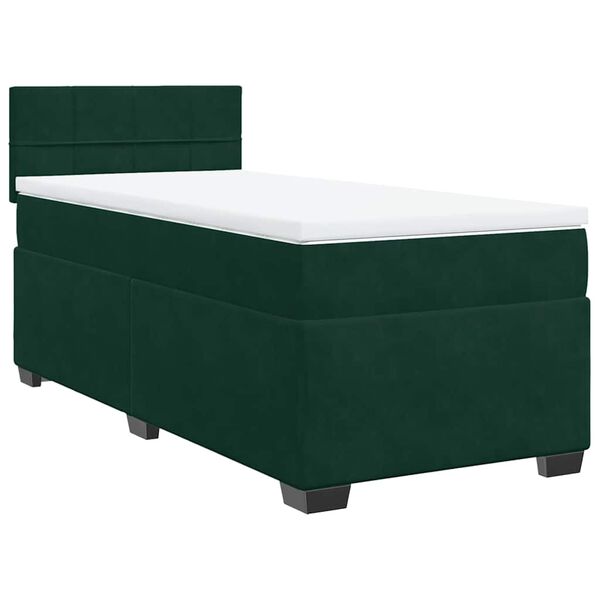 vidaXL Cama com molas/colch&atilde;o 90x200 cm veludo verde-escuro
