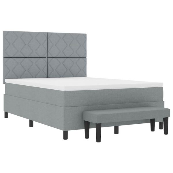 vidaXL Cama Box com cabeceira Cinzento-claro 160 x 200 cm tecido