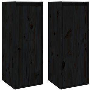 vidaXL Arm&aacute;rios de parede 2 pcs 30x30x80 cm pinho maci&ccedil;o preto