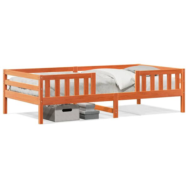 vidaXL Cama sem colch&atilde;o 100x200 cm pinho maci&ccedil;o castanho-mel