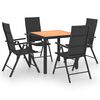vidaXL 5 pcs conjunto de jantar para jardim preto e castanho