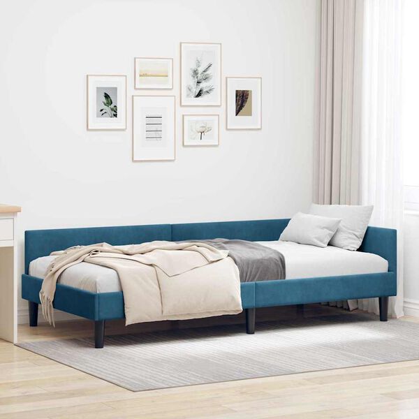 vidaXL Estrutura de Cama de Canto com cabeceira Azul 80 cm x 200 cm