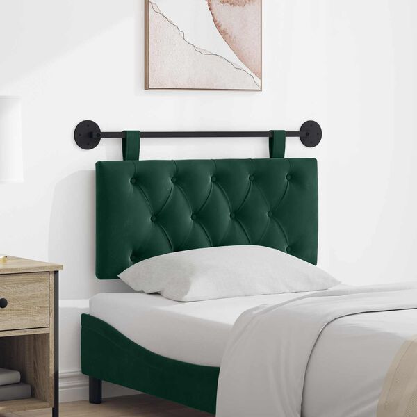 vidaXL Cabeceira Suspensa Verde Escuro 90 x 55 x 7 cm Veludo