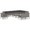 vidaXL 11 pcs conjunto lounge de jardim c/ almofad&otilde;es vime PE cinzento