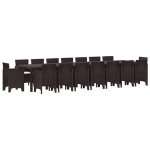 vidaXL Conjunto de Jantar para Jardim com Almofadas 17 pcs Castanho PP