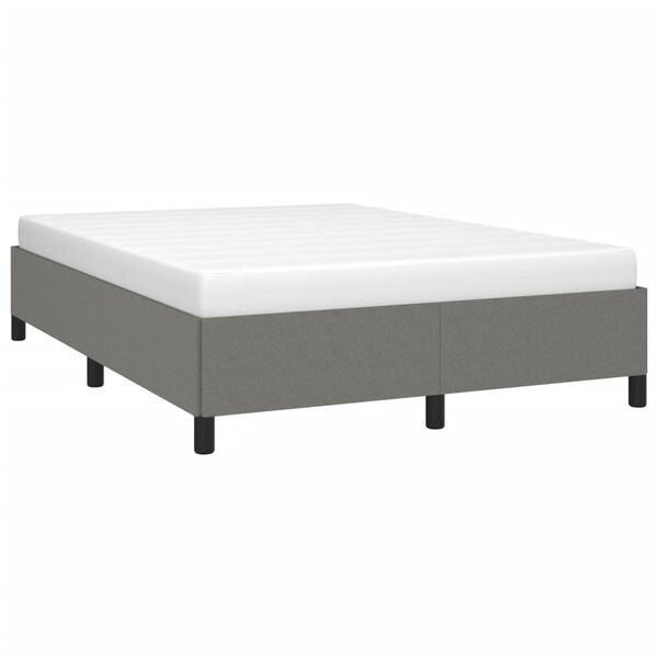 vidaXL Estrutura de cama sem colch&atilde;o 140x190 cm tecido cinzento-escuro