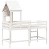 vidaXL Cama alta c/ escada e telhado 80x200 cm pinho maci&ccedil;o branco
