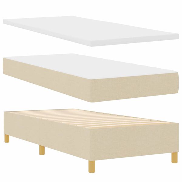 vidaXL Cama Box com colch&atilde;o com cabeceira Creme 80 x 200 cm tecido