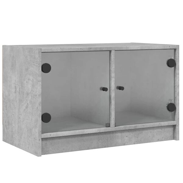 vidaXL Móvel de TV c/ portas de vidro 68x37x42 cm cinza cimento
