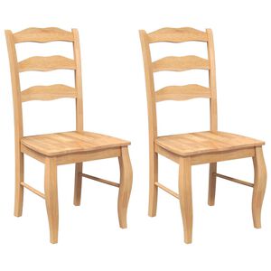 vidaXL Cadeiras de jantar 2 pcs madeira seringueira maci&ccedil;a natural