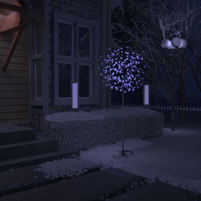 vidaXL Árvore de Natal 200 LED flor cerejeira luz branco azulado 180cm