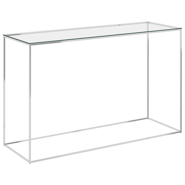 vidaXL Mesa de apoio 120x40x78 cm aço inoxidável e vidro prateado