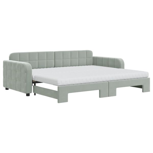 vidaXL Sof&aacute;-cama c/ gavet&atilde;o e colch&otilde;es 90x200 cm veludo cinzento-claro