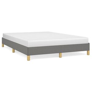 vidaXL Estrutura de cama sem colch&atilde;o 140x190 cm tecido cinzento-escuro