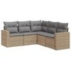 vidaXL 5 pcs conjunto de sof&aacute;s p/ jardim com almofad&otilde;es vime PE bege