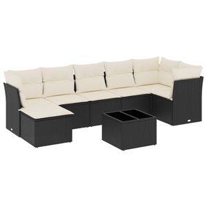 vidaXL 8 pcs conjunto sof&aacute;s de jardim com almofad&otilde;es vime PE preto