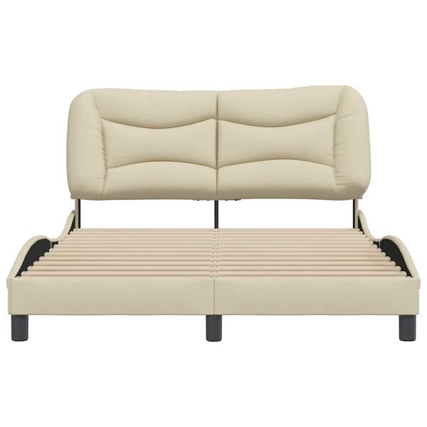 vidaXL Estrutura de cama sem colch&atilde;o Hvar 140x200 cm tecido cor creme