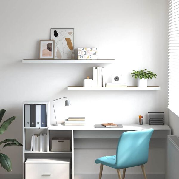 vidaXL Prateleiras parede 2 pcs 120x23,5x3,8 cm MDF carvalho e branco