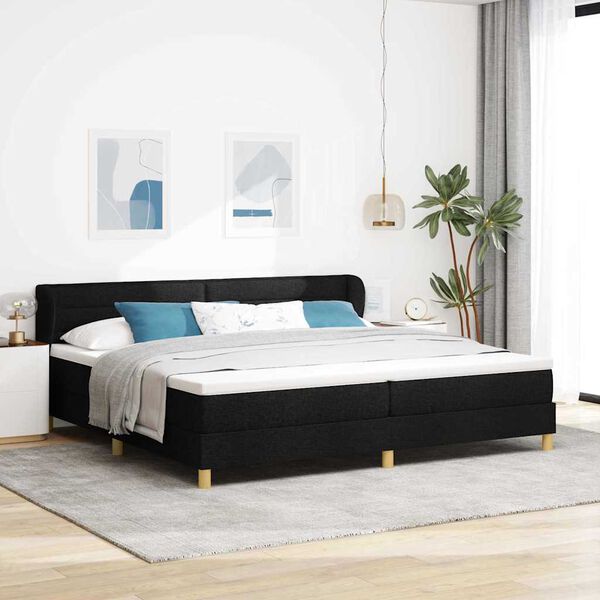 vidaXL Cama Box com colch&atilde;o com cabeceira Preto 200 x 200 cm tecido
