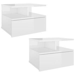 vidaXL Mesa de cabeceira suspensa 2 pcs 40x31x27 cm branco brilhante