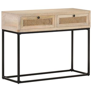 vidaXL Mesa consola 100x35x76 cm mangueira maci&ccedil;a e palha natural
