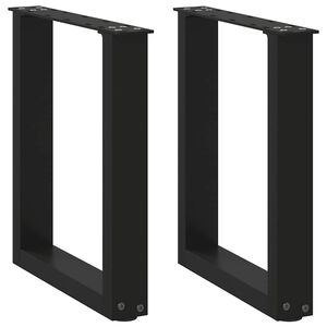 vidaXL Pés para mesa de centro em formato de U, 2 peças, preto, 28x(42-43) cm, aço
