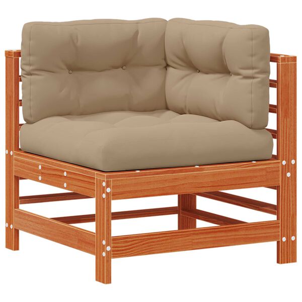 vidaXL Conjunto de Lounge de Jardim 7 pcs Castanho Cera